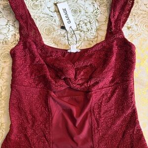 Garage Burgundy Lace Top